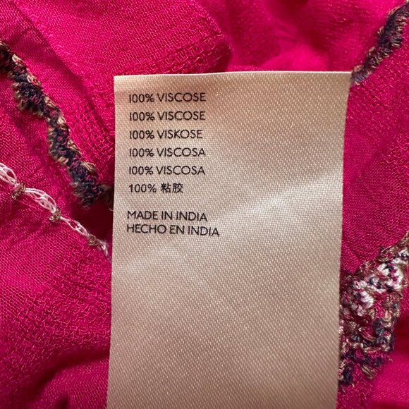 Free People Delilah Embroidered Wrap Mini Dress in Bright Pink Womens Medium - Picture 8 of 8